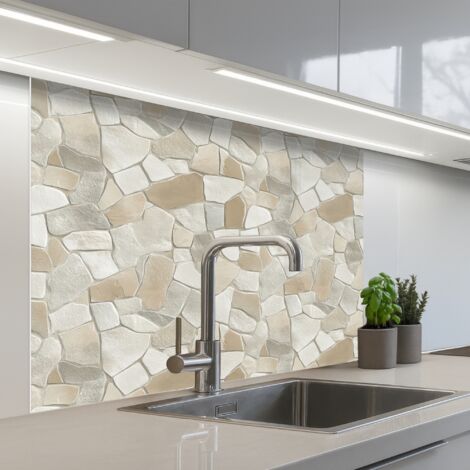 REVETEMENT MURAL DE CUISINE, CRÉDENCE DE CUISINE Mosaïque - Pierres - Beige 100x80