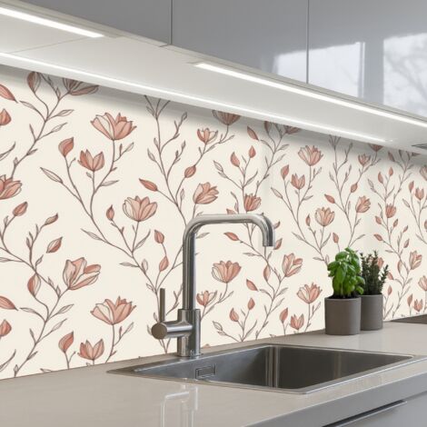 REVETEMENT MURAL DE CUISINE, CRÉDENCE DE CUISINE Motif - Classique - Rose 150x60 (1/5)