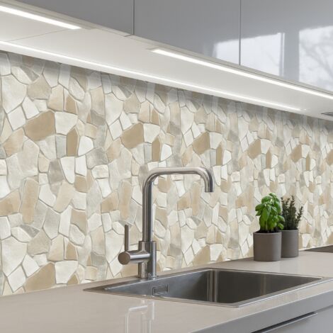 REVETEMENT MURAL DE CUISINE, CRÉDENCE DE CUISINE Mosaïque - Pierres - Beige 500x80