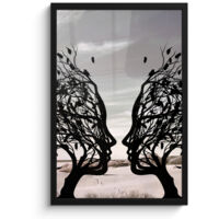 AFFICHE ENCADRÉE Plage - Mer - Personnes - Arbre - Art moderne Cadre Décoration Murale 40x60