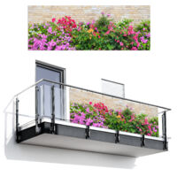 BRISE-VUE POUR BALCON Fleurs - Plantes - Feuilles - Pierres 300x110 cm