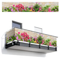 BRISE-VUE POUR BALCON Fleurs - Plantes - Feuilles - Pierres 500x85 cm