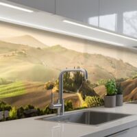 REVETEMENT MURAL DE CUISINE, CRÉDENCE DE CUISINE Paysage - Toscane - Lumière du matin 400x60