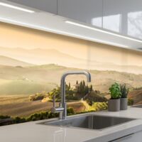 REVETEMENT MURAL DE CUISINE, CRÉDENCE DE CUISINE Paysage - Toscane - Lumière du matin 250x80