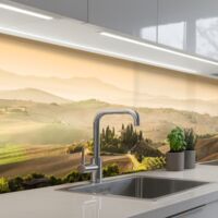 REVETEMENT MURAL DE CUISINE, CRÉDENCE DE CUISINE Paysage - Toscane - Lumière du matin 300x80