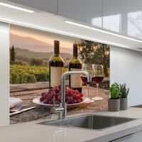 REVETEMENT MURAL DE CUISINE, CRÉDENCE DE CUISINE Vin - Verres - Raisins - Vignoble 100x80