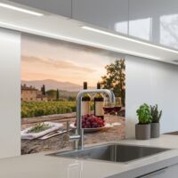 REVETEMENT MURAL DE CUISINE, CRÉDENCE DE CUISINE Vin - Verres - Raisins - Vignoble 80x80