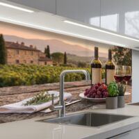 REVETEMENT MURAL DE CUISINE, CRÉDENCE DE CUISINE Vin - Verres - Raisins - Vignoble 100x60