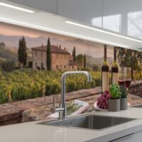 REVETEMENT MURAL DE CUISINE, CRÉDENCE DE CUISINE Vin - Verres - Raisins - Vignoble 300x60