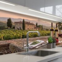 REVETEMENT MURAL DE CUISINE, CRÉDENCE DE CUISINE Vin - Verres - Raisins - Vignoble 200x80