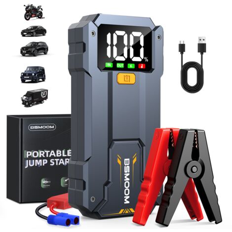 BSMOOM B17 batterie de démarrage automobile 7000A, démarreur de voiture 12V (compatible avec tous les moteurs essence et jusqu'à 10,0L diesel), démarreur de batterie portable pour moto/voiture, avec p