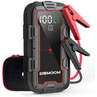 BSMOOM B03 Démarreur portable universel pour moto/voiture 6000A 12V, batterie de secours pour voiture (compatible avec toutes les voitures à essence / voitures diesel jusqu'à 10,0 L) Pinces intelligen