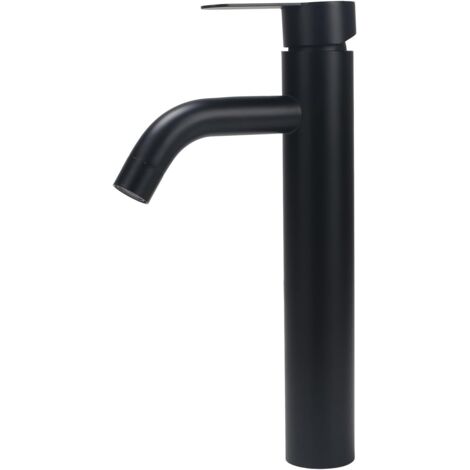 Mitigeur Lavabo Salle de Bain Haut Robinet Noir Acier Inoxydable Contrôle Eau Chaude Froide(Chrome) (1/5)