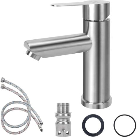Robinet Salle de Bain Noir Mitigeur Lavabo Acier Inoxydable Contrôle Eau Chaude et Froide (1/5)