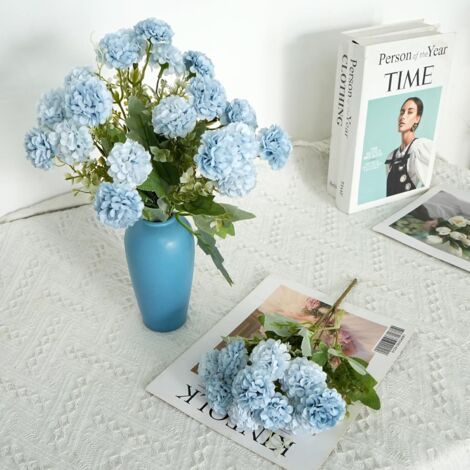 5 Fleurs Artificielles Hortensia Blanc PARTY JOY - Bouquet 50cm Pour Décoration Mariage Et Intérieur