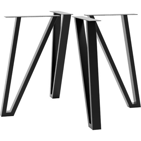 Pieds de table en métal noir 72 cm pour table à manger et salon, pieds pour meubles (1/5)