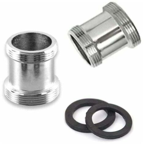 Lot de 2 adaptateurs de robinet en laiton, 22 mm NPT male vers male, connecteur aérateur de robinet pour robinet d'évier, purificateur d'eau, aérateur (M18 - M22) (1/5)