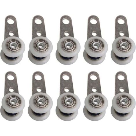 Lot de 10 roulettes pour baies vitrées ou portes coulissantes - en métal et en plastique - 4,5 x 1,9 cm (1/5)