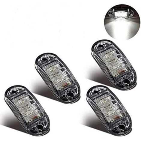 Feux de Gabarit Latéraux Feux De Dégagement LED pour 12V 24V Universel Remorque Camion Lorry Caravan Bus (4pcs Blanc)