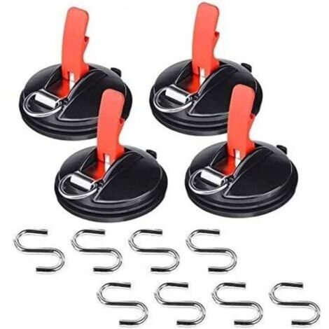 Lot de 4 ventouses de voiture avec 8 crochets en S ventouses multifonctions outil d'ancrage de voiture housses de bagages tendeurs de voiture (1/5)