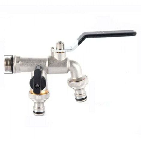 Robinet antigel d'extérieur pour cour de jardin une entrée et deux sorties Robinet à double usage en cuivre à grand débit pour chasse d'eau extérieure robinet de calibre 3/4 pouces de haute qualité