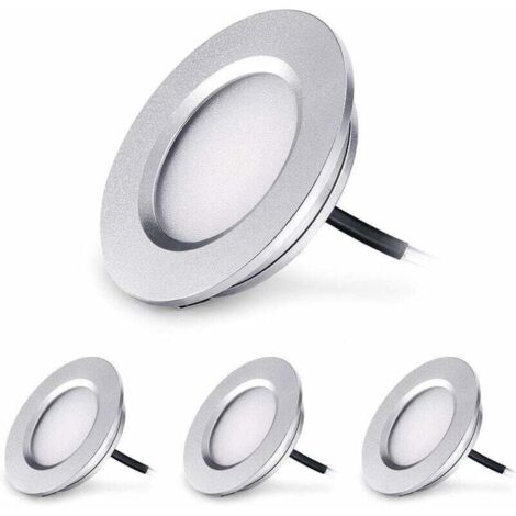 Fei Yu LED Spot Encastrable Extra Plat 3W 12V LED Encastré Lampe Plafonnier Rond Dimmable 240 Lumen Blanc Chaud IP44 pour Salle de bain Salon Cabine, Bateau Voiture Lot de 4 [Classe énergétique A++] (1/5)