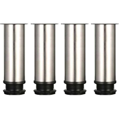 4 pieds réglables 150 mm de hauteur épaississent les pieds de meuble Pieds de table Pieds de meubles en acier inoxydable brossé Hauteur réglable 0-15 mm Fourni avec des vis en acier inoxydable (1/5)