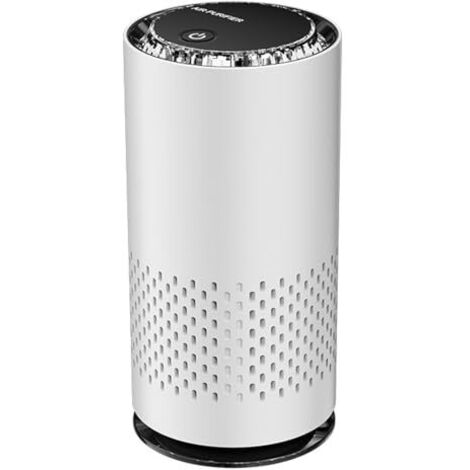 Purificateur d'air portable pour voiture avec technologie ionique négative, quadruple filtration, fonctionnement silencieux et flux d'air à 360° (blanc). Dimensions : 15,2 x 6,8 x 6,8 cm (1/5)