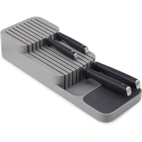 Porte-couteaux de type tiroir, pouvant contenir jusqu'à 9 couteaux, rangement compact pour la cuisine et les tiroirs, gris. 39,5 x 14 x 7,4 cm (1/5)