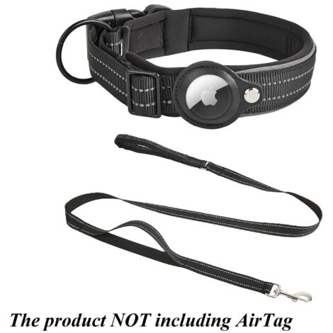 Collier de suivi anti-perte pour animaux de compagnie, compatible avec AirTag (vendu séparément), collier pour chien en nylon réglable, collier de sécurité intelligent avec laisse de suivi. (1/5)