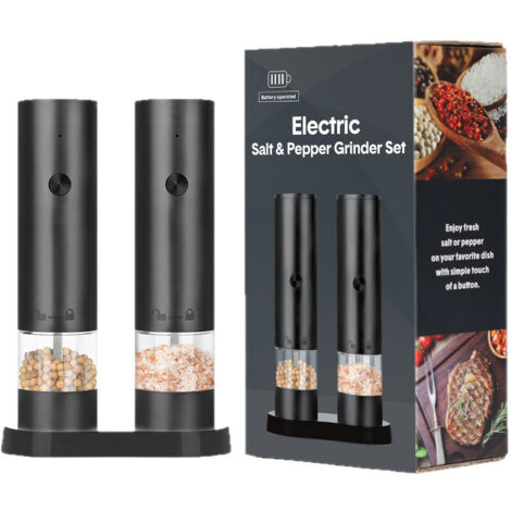 Moulin à poivre électrique, modèle double rechargeable avec base, moulin automatique, moulin à sel de mer et à épices. (1/4)