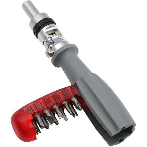 10-in-1-Metall-Ratschenschraubendreher-Set für hohe Beanspruchung – drehbarer Kopf, verdecktes Aufbewahrungsfach – ideal für beengte Platzverhältnisse, elegantes und langlebiges Design (1/5)