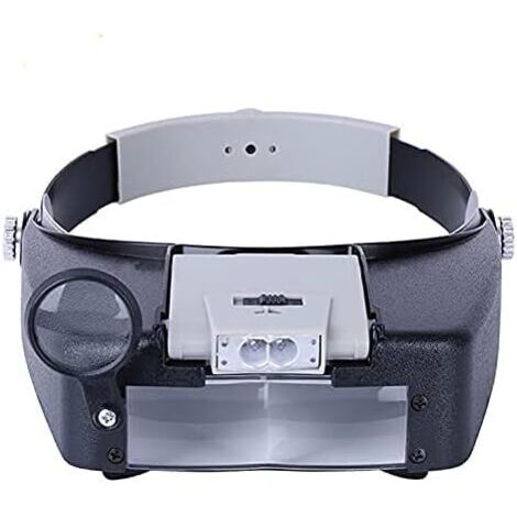 LED-Headset-Lupe für Juweliere (1,5x, 3x, 6,4x, 8,3x) – Beleuchtete, blendfreie Lupe – Präzisionswerkzeug für Uhrenreparaturen, zum Lesen und für Feinarbeiten, graue Farbe (1/5)