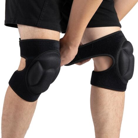 Unisex-Knieschoner, 20 mm EVA-Schaum, verstellbare Riemen, rutschfest, schwarz – ideal für Gartenarbeit, Bauarbeiten, Sport und Reinigung, Erwachsene und Profis (1/5)