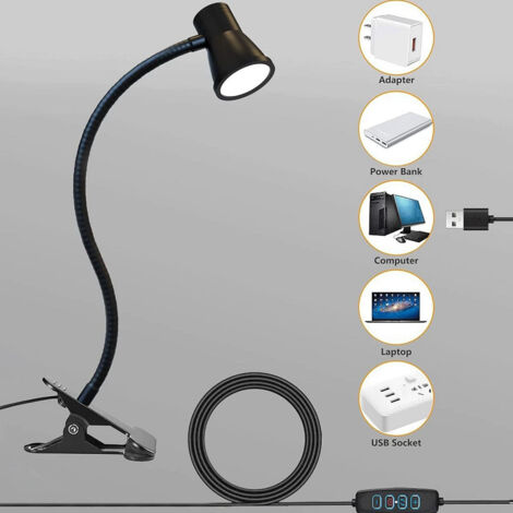 Lampe de bureau LED à pince de style haut-parleur, 5 W, trois couleurs, intensité variable sur 10 niveaux, idéale pour le nail art, le maquillage permanent, les selfies et la lecture/les études des ét (1/4)