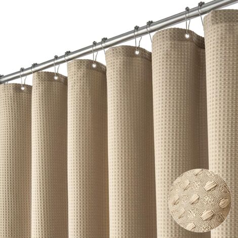 Rideau de douche en tissu imperméable, 180×180cm, rideau de douche souple de qualité hôtelière, comprend 12 crochets, jaune.