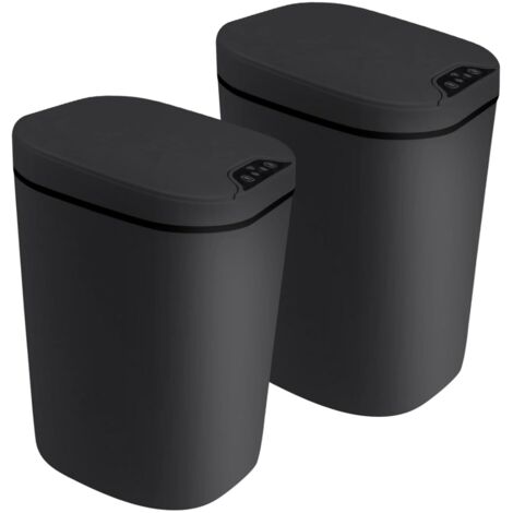 Lot de 2 poubelles automatiques à capteur, 12 L, avec détecteur de mouvement, en plastique, sans contact, couvercle à fermeture douce, pour la cuisine, la salle de bain et le bureau. (1/5)