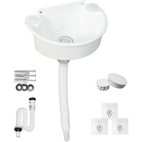 Évier en plastique, évier de camping, évier utilitaire, lavabo, évier simple en plastique avec tuyau et bouchon de vidange pour jardin, garage, sous-sol, camping-car, cave, chantiers (1/5)