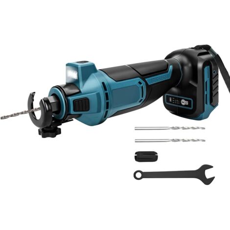 Coupe-plaques de plâtre rotatif sans fil compatible avec batterie Makita 18 V, outil de coupe pour plaques de plâtre, scie spirale sans fil, éclairage LED, 3 vitesses 20 000/25 000/30 000 tr/min, régl