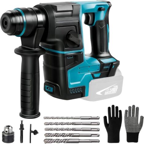 Perceuse à percussion sans fil Makita 18 V compatible avec batterie, avec 8 forets et gants, 2,2 joules, 1400 tr/min, 4200 coups/min, pour le perçage et le perçage à percussion (batterie et chargeur n (1/5)