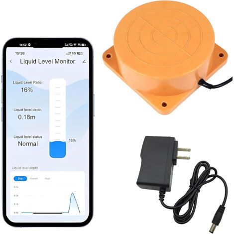 Détecteur d'eau WiFi, capteur de niveau d'eau ultrasonique, moniteur de niveau de liquide, capteur d'eau intelligent, capteur de niveau d'eau/huile WiFi pour réservoirs d'eau et d'huile, Tuya Smart Li