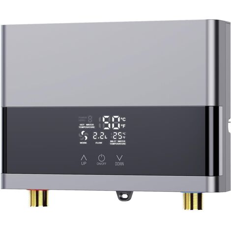 Chauffe-eau instantané électronique pour la cuisine, 220 V 6000 W, mini chauffe-eau sans réservoir avec affichage LED de la température, chauffe-eau électrique instantané (Argent)