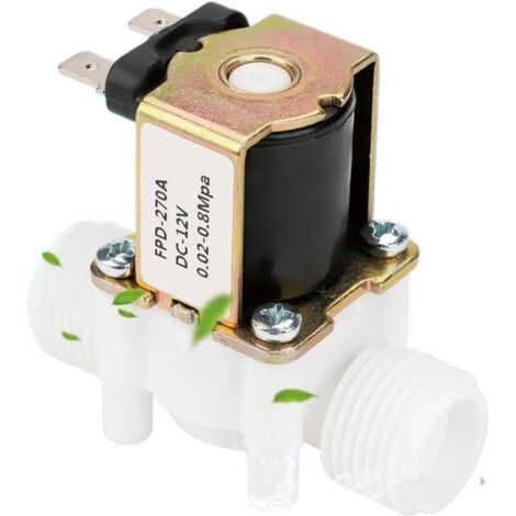 Électrovanne 12V G1 / 2&34 Vanne Électrique en Plastique de l'Eau Solénoïde d'Admission Normalement Fermé de N/C pour la Distribution de l'Eau