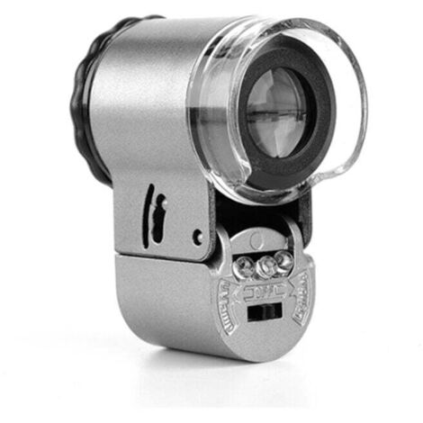 Loupe Bijoutier 50X Loupe en Métal Pliable avec Lumière LED et UV Grossissante Verre Loupe de Poche pour Inspection Bijou Billets Antiquités Loupe Lecture Scientifiques Horloger
