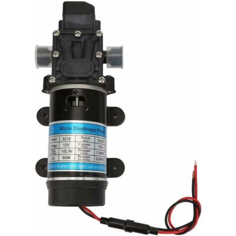 Pompe à diaphragme Pompe à eau 12V/24V 80W Pompe auto-amorçante Pompe à engrenage d'aspiration Structure robuste résistante à la corrosion pour l'irrigation de jardin avec filtre(12V 3210YD-12-120FS)