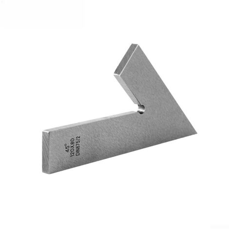 Règle d'angle de 45 degrés en acier inoxydable, équerre de précision DIN875/2 pour le travail du bois et du métal, outil de mesure à angle droit (100 x 70 mm) (120 x 80 mm A) (1/5)