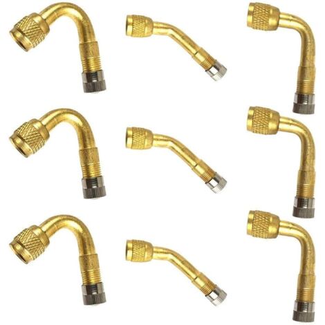 Lot de 9 adaptateurs d'extension de valve de pneu en laiton pour compatibilité avec véhicule, y compris voiture, moto, scooter et systèmes de chambre à air (1/5)