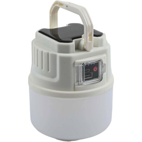 Lampe solaire USB de camping avec 4 modes, longue durée de vie, design facile à accrocher pour les amateurs de plein air (C52 blanc) (1/5)