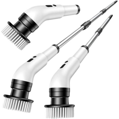 Brosse à récurer électrique avec 6 à 9 têtes de brosse, poignée réglable pour salle de bain, cuisine et nettoyage du sol Brosse de nettoyage électrique sans fil (9011 (6 têtes))