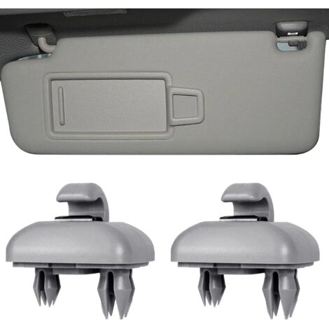 2 x Grey Interior Sun Visor Hook Clip for Car Sun Visor Clip for Car Sun Visor Clip for Audi A1 A3 A4 A5 Q3 Q5 8e0 857 562 LA6 LA7 (Grey) (1/5)